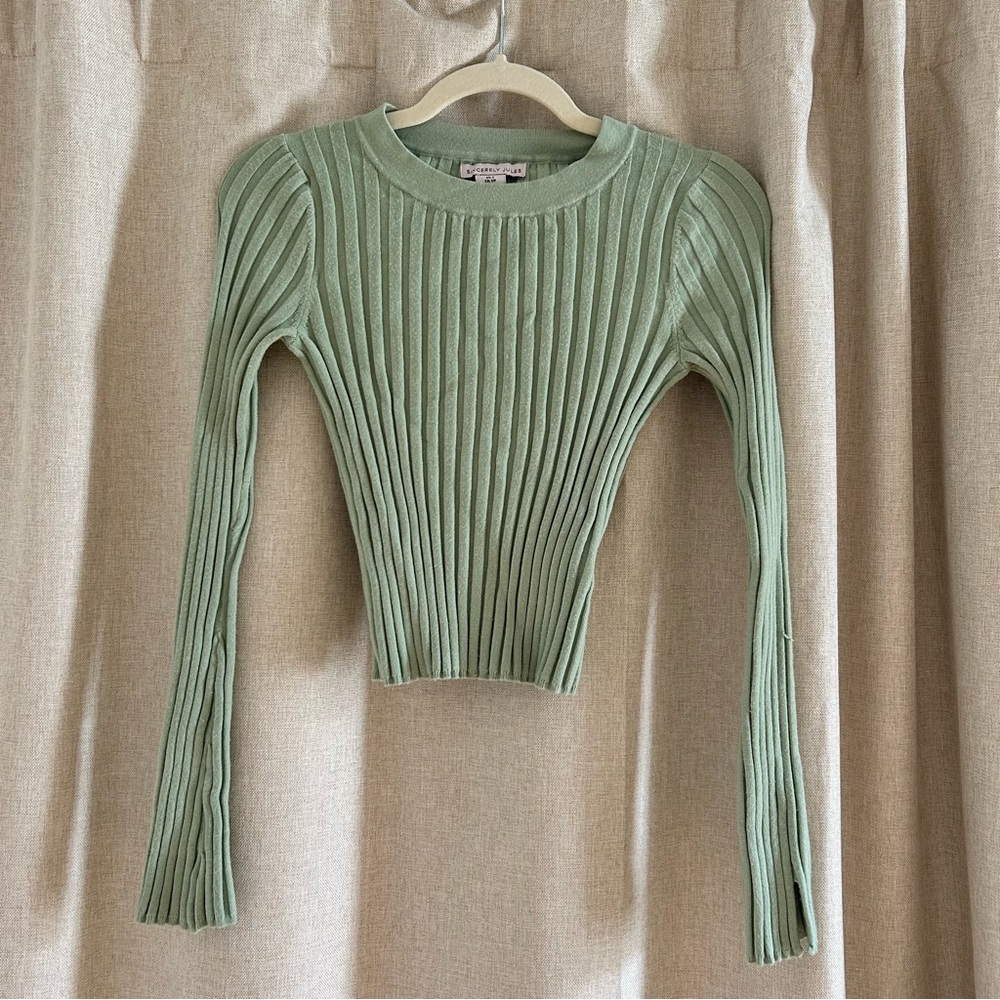 Sincerely Jules Ribbed Knit Top in Sage